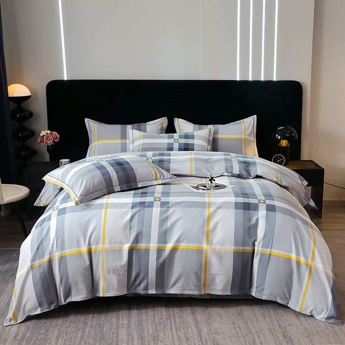 91家纺网 家纺一手货源 找家纺 贝兰仙奴 2024新款亲肤舒适全棉磨毛多规格系列四件套 莫利格-蓝