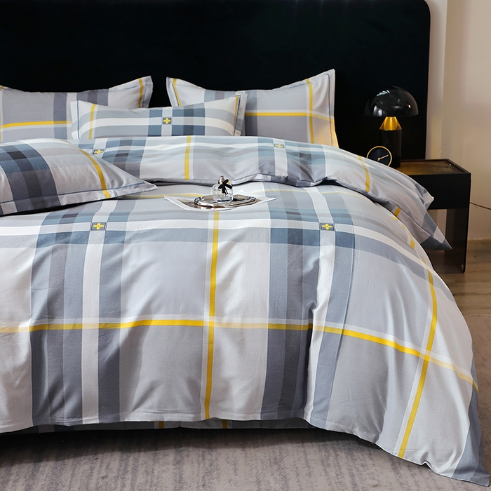 91家纺网 家纺一手货源 找家纺 贝兰仙奴 2024新款亲肤舒适全棉磨毛多规格系列四件套 莫利格-蓝