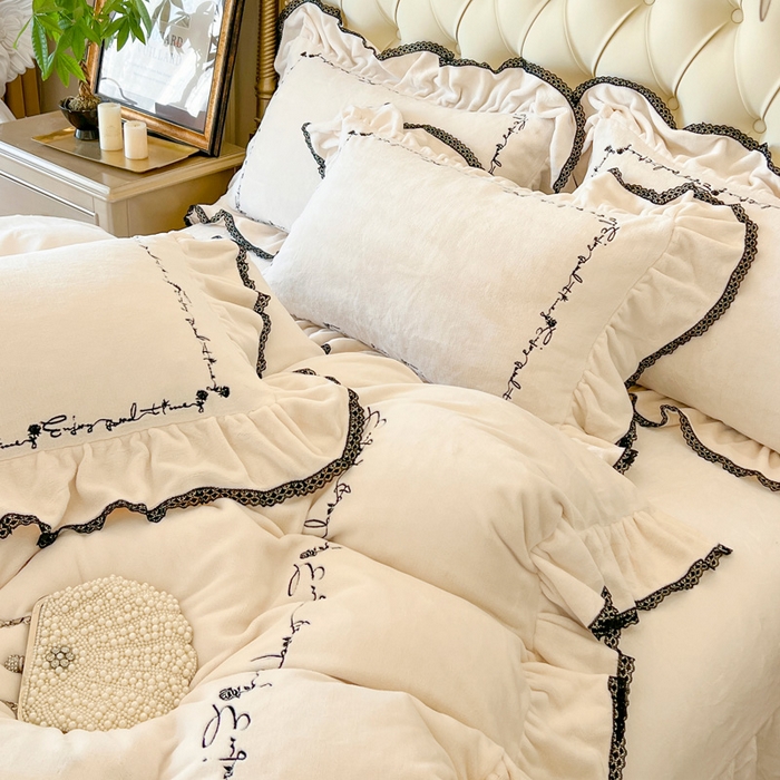 91家纺网 家纺一手货源 找家纺 （总）亲亲公主 2025新款全消光牛奶绒四件套-黑玫瑰