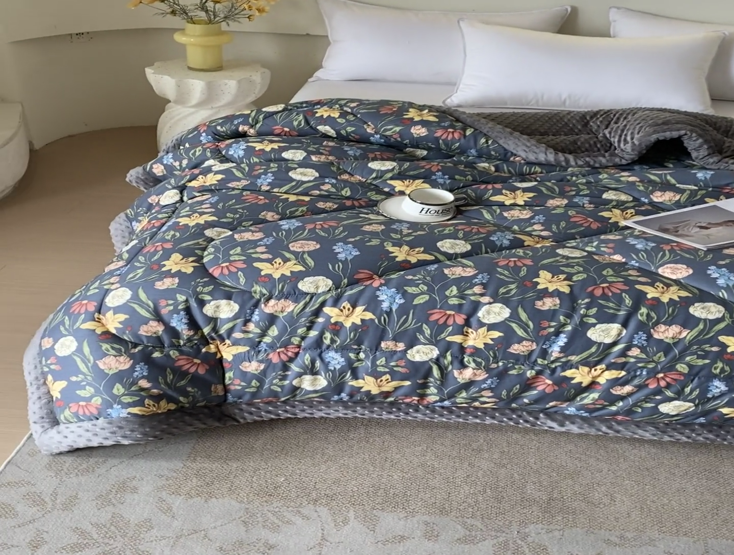 91家纺网 家纺一手货源 找家纺 云家 2024新款A类全棉豆豆绒被子被芯纯棉豆豆被冬被大豆被 百草园