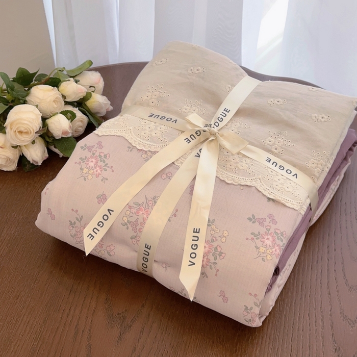 91家纺网 家纺一手货源 找家纺 （总）黛馨 2025新款全棉双层纱贴边款四件套