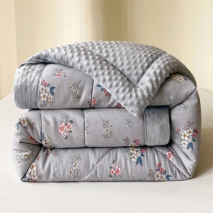 91家纺网 家纺一手货源 找家纺 云家 2024新款A类全棉豆豆绒被子被芯纯棉豆豆被冬被大豆被 桔梗花
