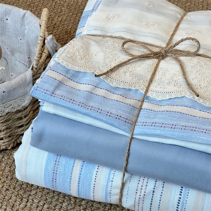 91家纺网 家纺一手货源 找家纺 （总）2024新款全棉印花双层纱四件套--蕾丝花边款