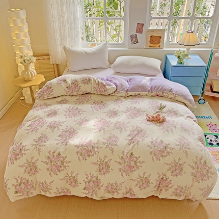 卡普二店 2024新款牛奶绒印花单被套 欧风花影