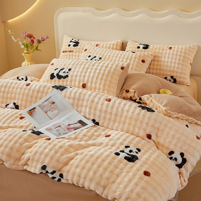 91家纺网 家纺一手货源 找家纺 巧格家纺 2025新款A类加厚泡泡牛奶绒印花工艺立体泡泡四件套（买家秀联系商家） 梦里繁花