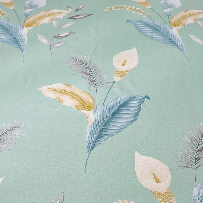 91家纺网 家纺一手货源 找家纺 晶缦家纺 2024新款叶语系纯棉全棉生态磨毛多规格单床笠 云瑶蓝