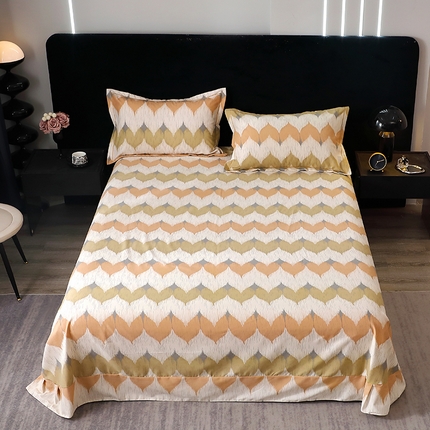 晶缦家纺 2024新款叶语系纯棉全棉生态磨毛多规格单床单 浪漫味道桔