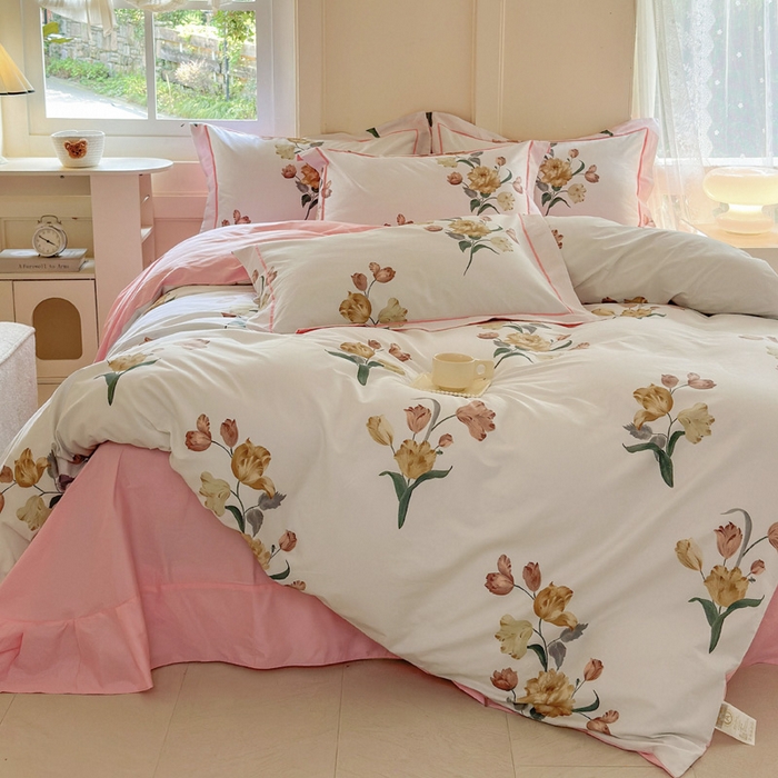 91家纺网 家纺一手货源 找家纺 7V 2024新款A类全棉四件套 忆梦