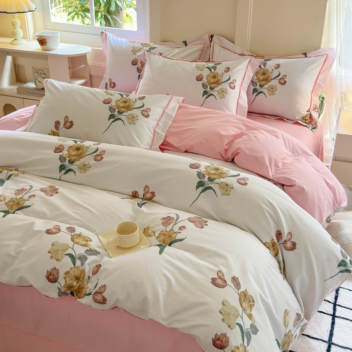 91家纺网 家纺一手货源 找家纺 7V 2024新款A类全棉四件套 忆梦