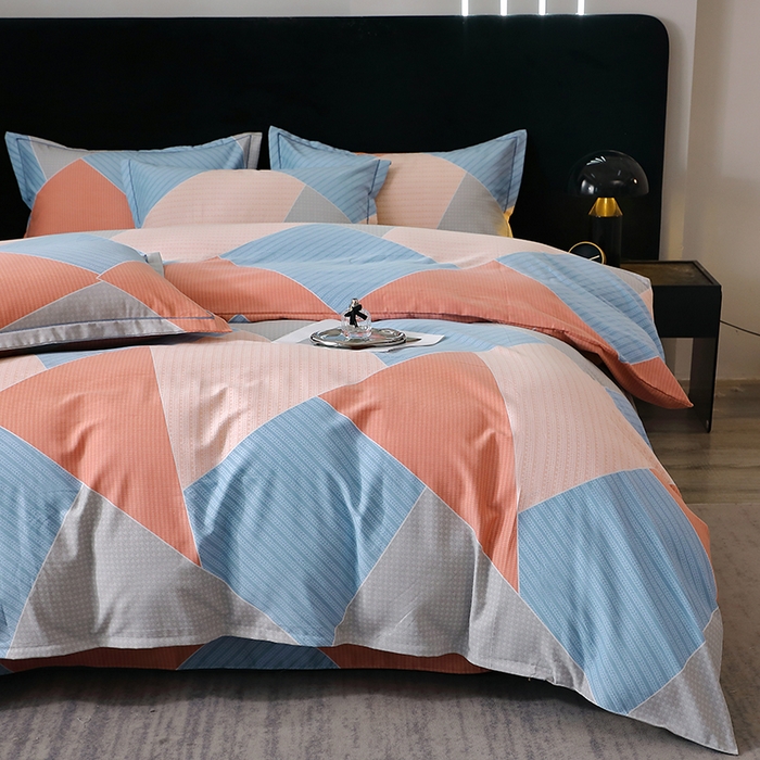 91家纺网 家纺一手货源 找家纺 晶缦家纺 2024新款叶语系纯棉全棉生态磨毛多规格四件套 炫彩