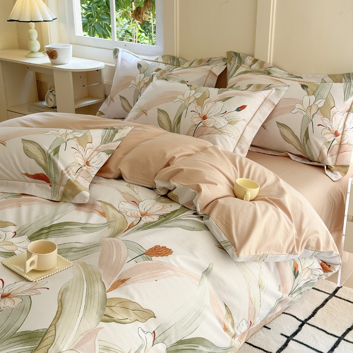 91家纺网 家纺一手货源 找家纺 7V 2024新款A类全棉四件套 青野