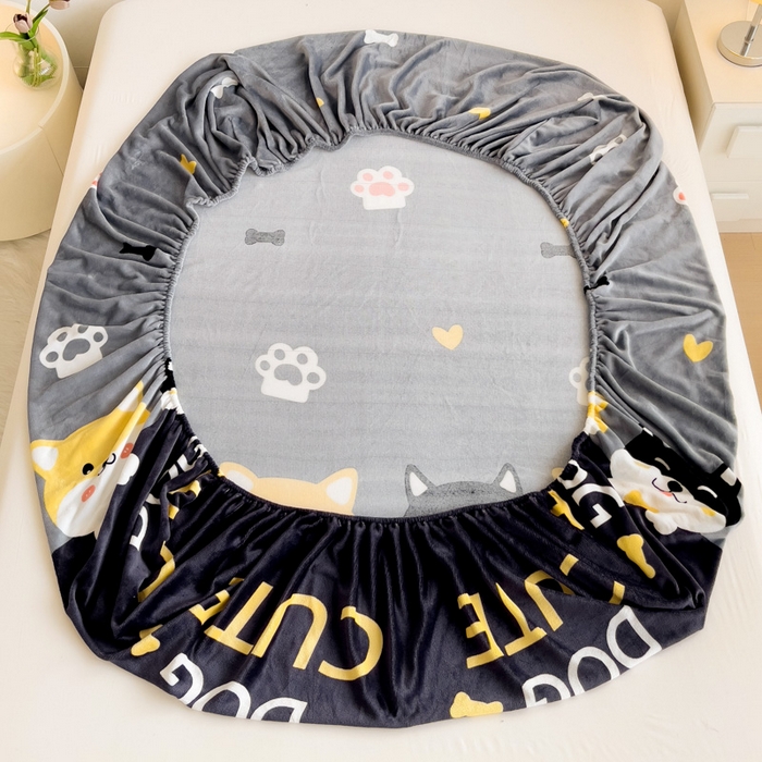 91家纺网 家纺一手货源 找家纺 （总）艾橙家纺 2024新款A类加厚牛奶绒印花床笠