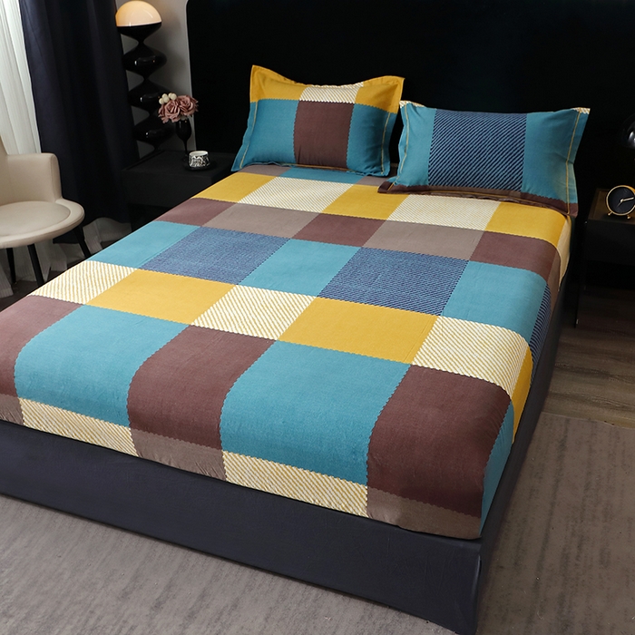 91家纺网 家纺一手货源 找家纺 晶缦家纺 2024新款叶语系纯棉全棉生态磨毛多规格单床笠 魔方城