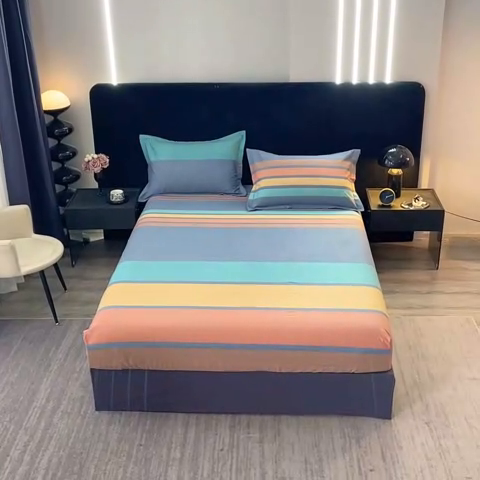 91家纺网 家纺一手货源 找家纺 晶缦家纺 2024新款叶语系纯棉全棉生态磨毛多规格单床笠 风尚