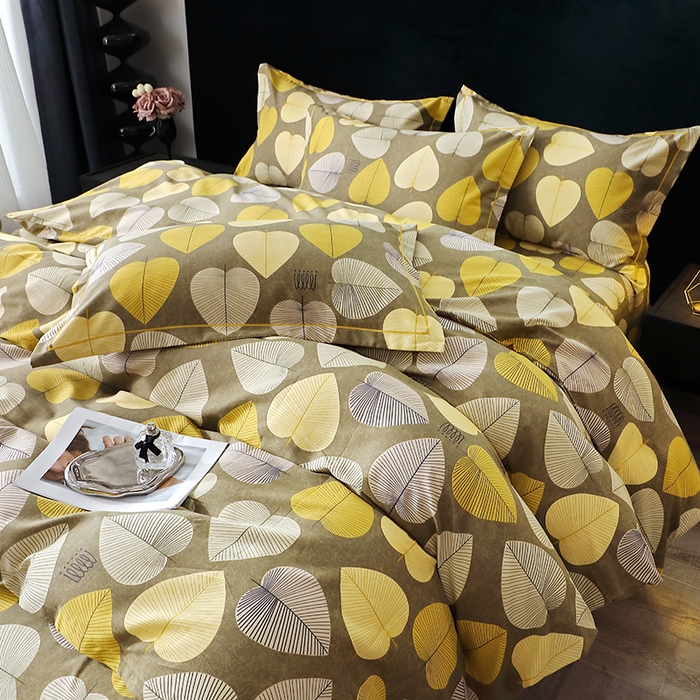 91家纺网 家纺一手货源 找家纺 晶缦家纺 2024新款叶语系纯棉全棉生态磨毛多规格四件套 叶语聆风