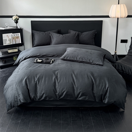 91家纺网 家纺一手货源 找家纺 若未家居 LOVEWE HOUSE 2025新款50S长绒棉提花四件套-芙蓉 竹雨-竹黑