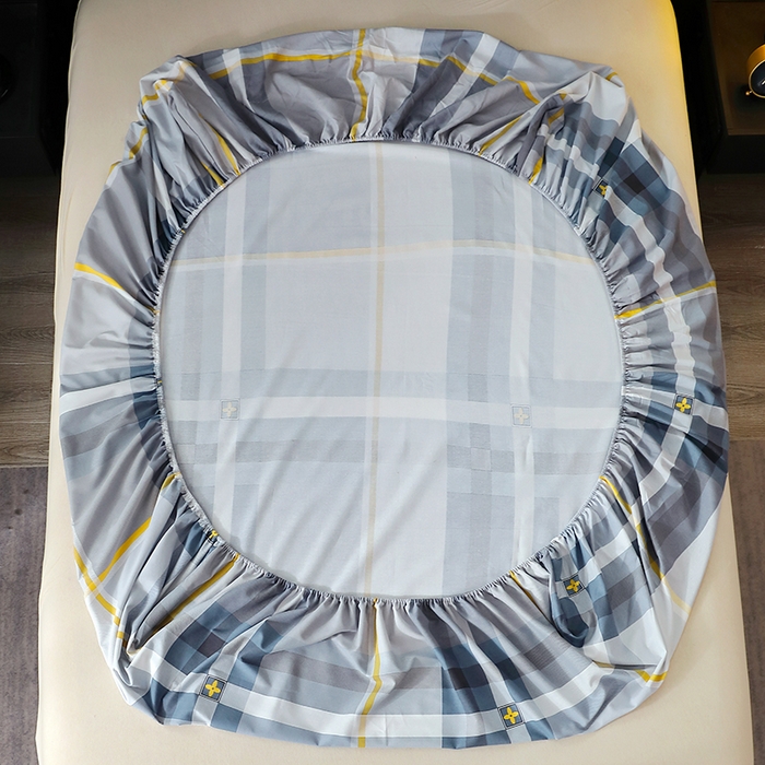 91家纺网 家纺一手货源 找家纺 晶缦家纺 2024新款叶语系纯棉全棉生态磨毛多规格单床笠 莫利格蓝