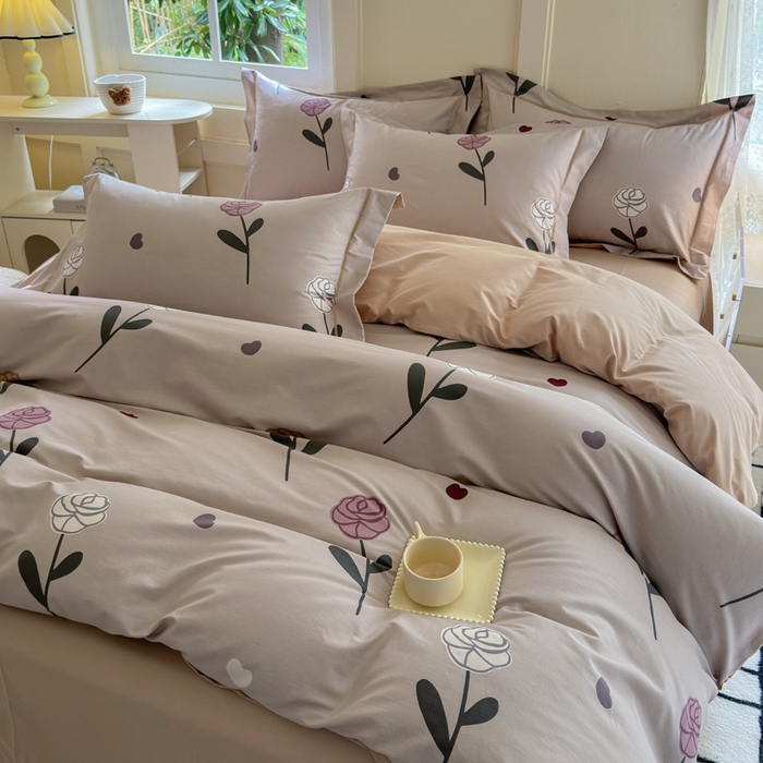 91家纺网 家纺一手货源 找家纺 7V 2024新款A类全棉四件套 卉雅