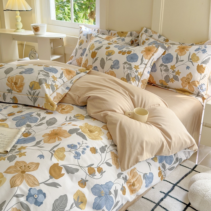 91家纺网 家纺一手货源 找家纺 7V 2024新款A类全棉四件套 春日初晴