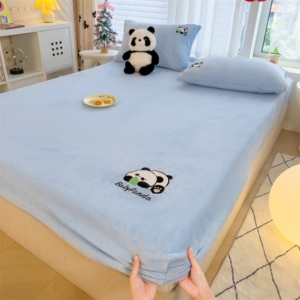 91家纺网 家纺一手货源 找家纺 （总）灰鲸 2025新款萌物刺绣牛奶绒床笠