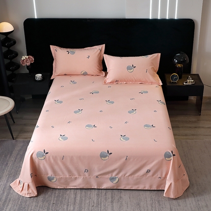 晶缦家纺 2024新款叶语系纯棉全棉生态磨毛多规格单床单 情怀粉