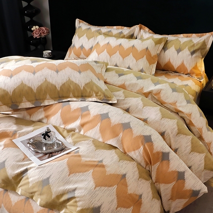 91家纺网 家纺一手货源 找家纺 （总）2025新款叶语系·纯棉全棉生态磨毛多规格四件套活性加厚保暖印花床单款床笠款斜纹三件套