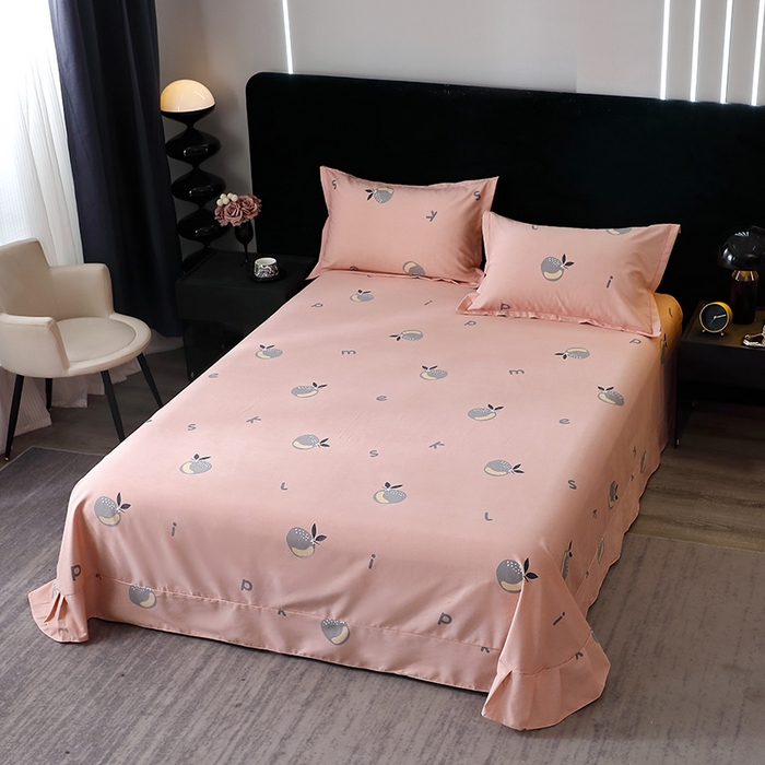 91家纺网 家纺一手货源 找家纺 晶缦家纺 2024新款叶语系纯棉全棉生态磨毛多规格单床单 情怀粉