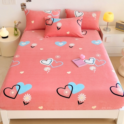 91家纺网 家纺一手货源 找家纺 （总）艾橙家纺 2024新款A类加厚牛奶绒印花床笠