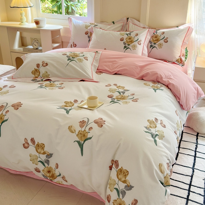 91家纺网 家纺一手货源 找家纺 7V 2024新款A类全棉四件套 忆梦