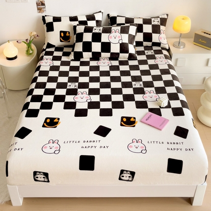 91家纺网 家纺一手货源 找家纺 （总）艾橙家纺 2024新款A类加厚牛奶绒印花床笠