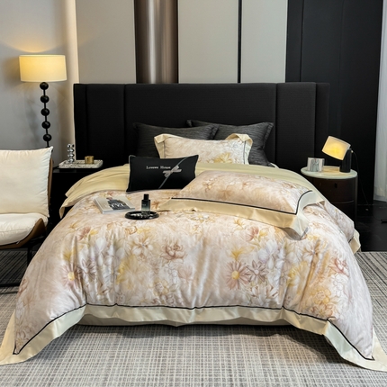 若未家居 LOVEWE HOUSE 2025新款秋冬50支轻磨毛天丝磨毛数码印花四件套-可颂 可颂-浅香槟