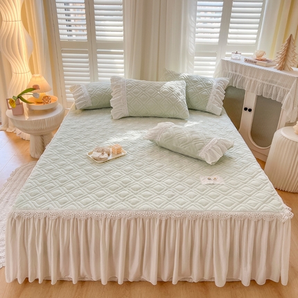 91家纺网 家纺一手货源 找家纺 （总）乐朵家居 2025秋冬 米娅 牛奶绒 夹棉床裙