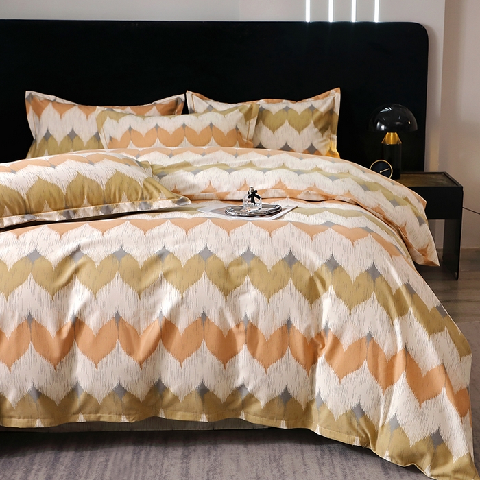 91家纺网 家纺一手货源 找家纺 晶缦家纺 2024新款叶语系纯棉全棉生态磨毛多规格四件套 浪漫味道桔