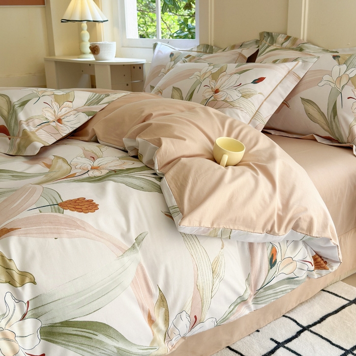 91家纺网 家纺一手货源 找家纺 7V 2024新款A类全棉四件套 青野