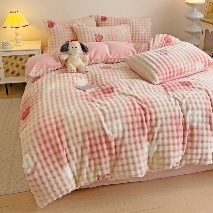 91家纺网 家纺一手货源 找家纺 （总）金爱家 2024新款A类高克重云朵牛奶泡泡绒四件套