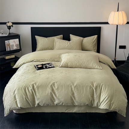 91家纺网 家纺一手货源 找家纺 若未家居 LOVEWE HOUSE 2025新款50S长绒棉提花四件套-芙蓉 竹雨-竹青