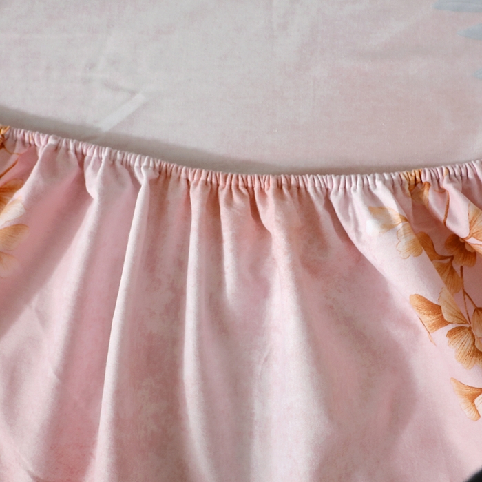 91家纺网 家纺一手货源 找家纺 晶缦家纺 2024新款叶语系纯棉全棉生态磨毛多规格单床笠 花羽庭粉