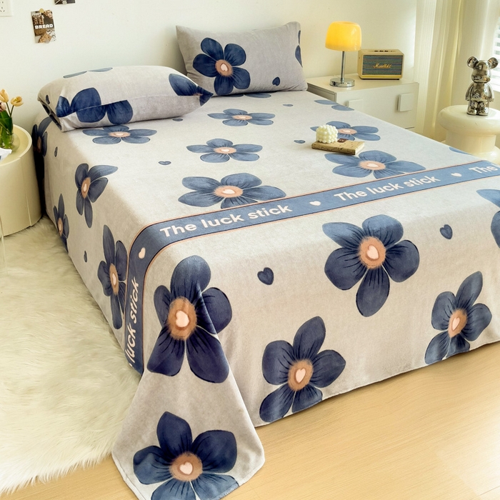 91家纺网 家纺一手货源 找家纺 艾橙家纺 2024新款A类加厚牛奶绒印花床单 优雅生活