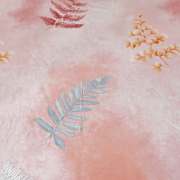 91家纺网 家纺一手货源 找家纺 晶缦家纺 2024新款叶语系纯棉全棉生态磨毛多规格单床单 花羽庭粉