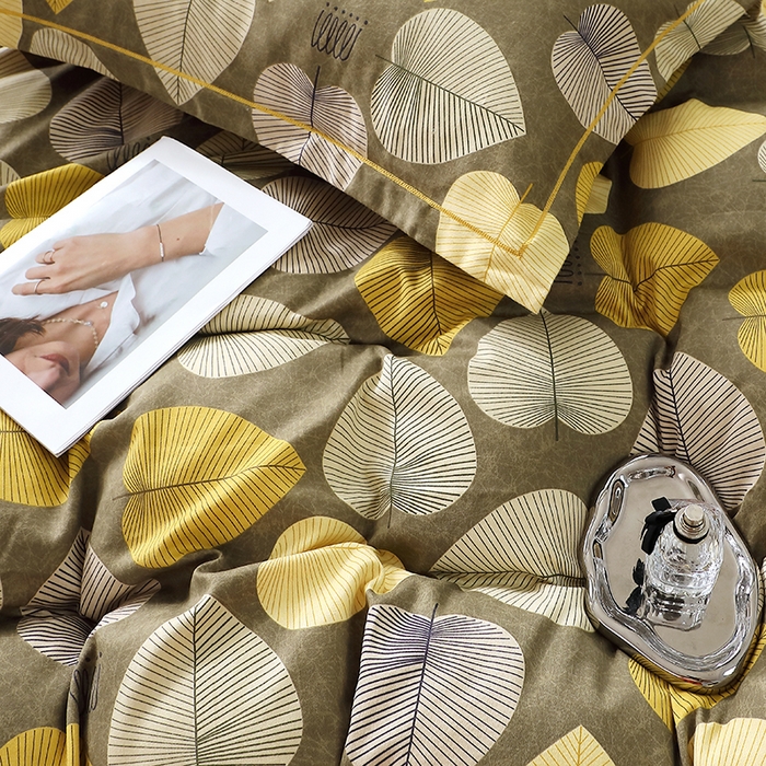 91家纺网 家纺一手货源 找家纺 晶缦家纺 2024新款叶语系纯棉全棉生态磨毛多规格四件套 叶语聆风