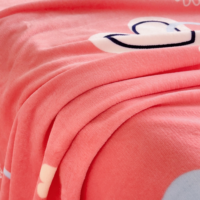 91家纺网 家纺一手货源 找家纺 艾橙家纺 2024新款A类加厚牛奶绒印花床单 爱心小花