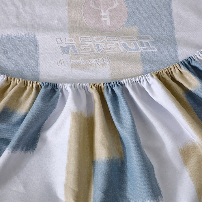 91家纺网 家纺一手货源 找家纺 晶缦家纺 2024新款叶语系纯棉全棉生态磨毛多规格单床笠 菲尔顿蓝