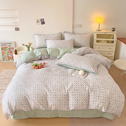 91家纺网 家纺一手货源 找家纺 静家居-简约原创家纺 2024新款A类全棉双层纱贝壳边系列四件套 天意