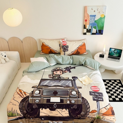 91家纺网 家纺一手货源 找家纺 （总）西西家居 2024新款100支澳棉数码印花四件套系列-逐梦少年