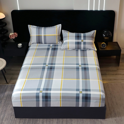 晶缦家纺 2024新款叶语系纯棉全棉生态磨毛多规格单床笠 莫利格蓝