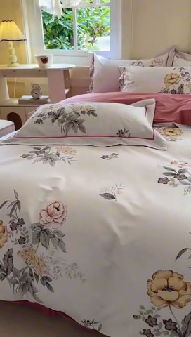 91家纺网 家纺一手货源 找家纺 7V 2024新款A类全棉四件套 忆梦