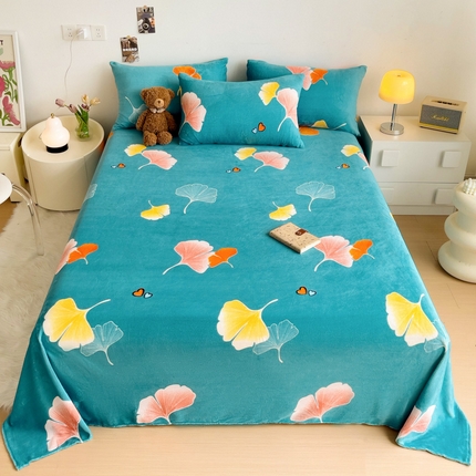 艾橙家纺 2024新款A类加厚牛奶绒印花床单 晚秋