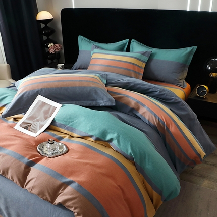 晶缦家纺 2024新款叶语系纯棉全棉生态磨毛多规格四件套 风尚