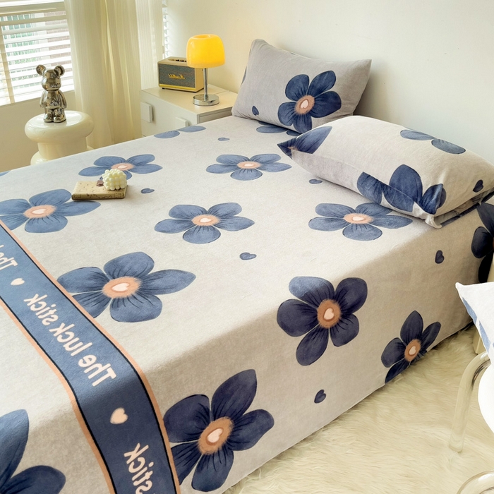 91家纺网 家纺一手货源 找家纺 艾橙家纺 2024新款A类加厚牛奶绒印花床单 优雅生活