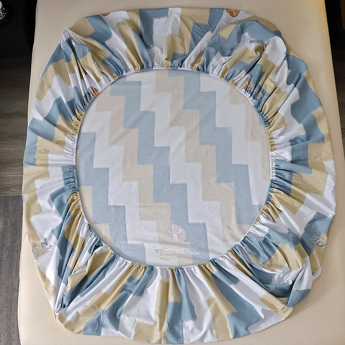 91家纺网 家纺一手货源 找家纺 晶缦家纺 2024新款叶语系纯棉全棉生态磨毛多规格单床笠 菲尔顿蓝